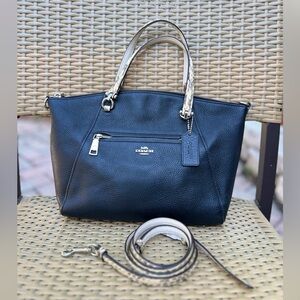 Coach Prairie Satchel Small Black Pebbled Leather F88561 Crossbody